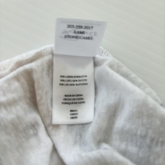 Rails Sami Camo Linen T Shirt Small Long Sleeve Stone - Picture 6 of 8